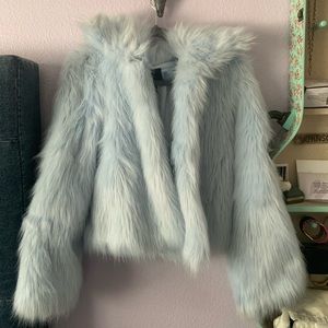 (baby blue) Forever 21 faux fur coat